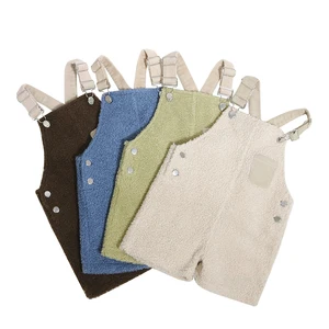 High Quality Baby Clothes Warm Contrast Color Overalls Woven Suspender Romper With Pockets Overalls