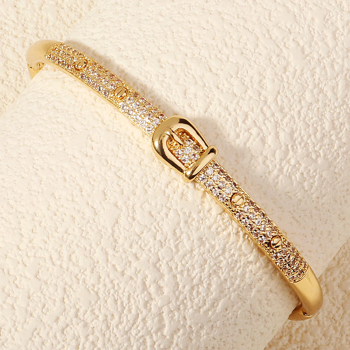 Irregular Copper Gold Plated With Zircon Hollow Bracelet Wedding Bride Bracelet for Women