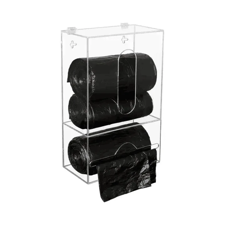 Modern Wall Mounted Transparent Acrylic Trash Bag Organizer Acrylic