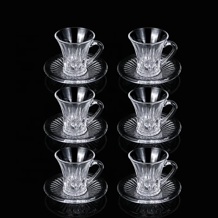 YIWU Wholesale High Quality Borosilicat Glass Coffee Cup Tea Cup and Saucer Set With Handle