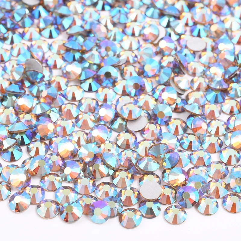 288 Cristalli Hot Fix AB Colorati - Strass In Vetro Termoadesivi Per Nail Art, Tessuti, Telefoni - Mix Dimensioni (Zaffiro, SS30) - 4