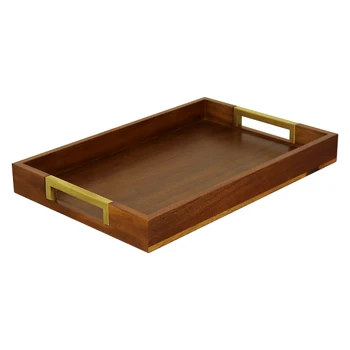 rectangular breakfast wooden food serving tray farmhouse kitchen decora wooden tray with metal handles