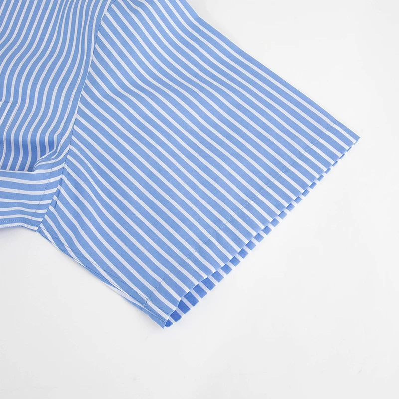 Premium Custom Mens Stripe Shirt Button up Collar Shirt Casual Shirt for Men Short Sleeve factory