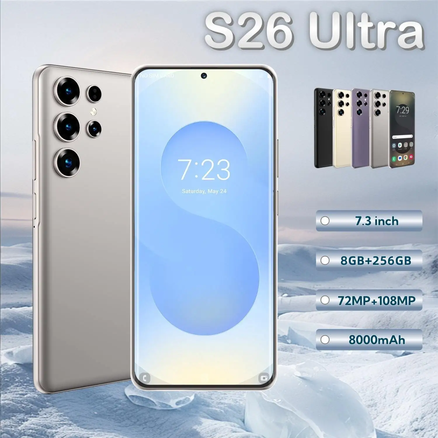 S26 Ultra Smartphone 8GB+256GB Unlocked - 5G, Dual SIM, 108MP