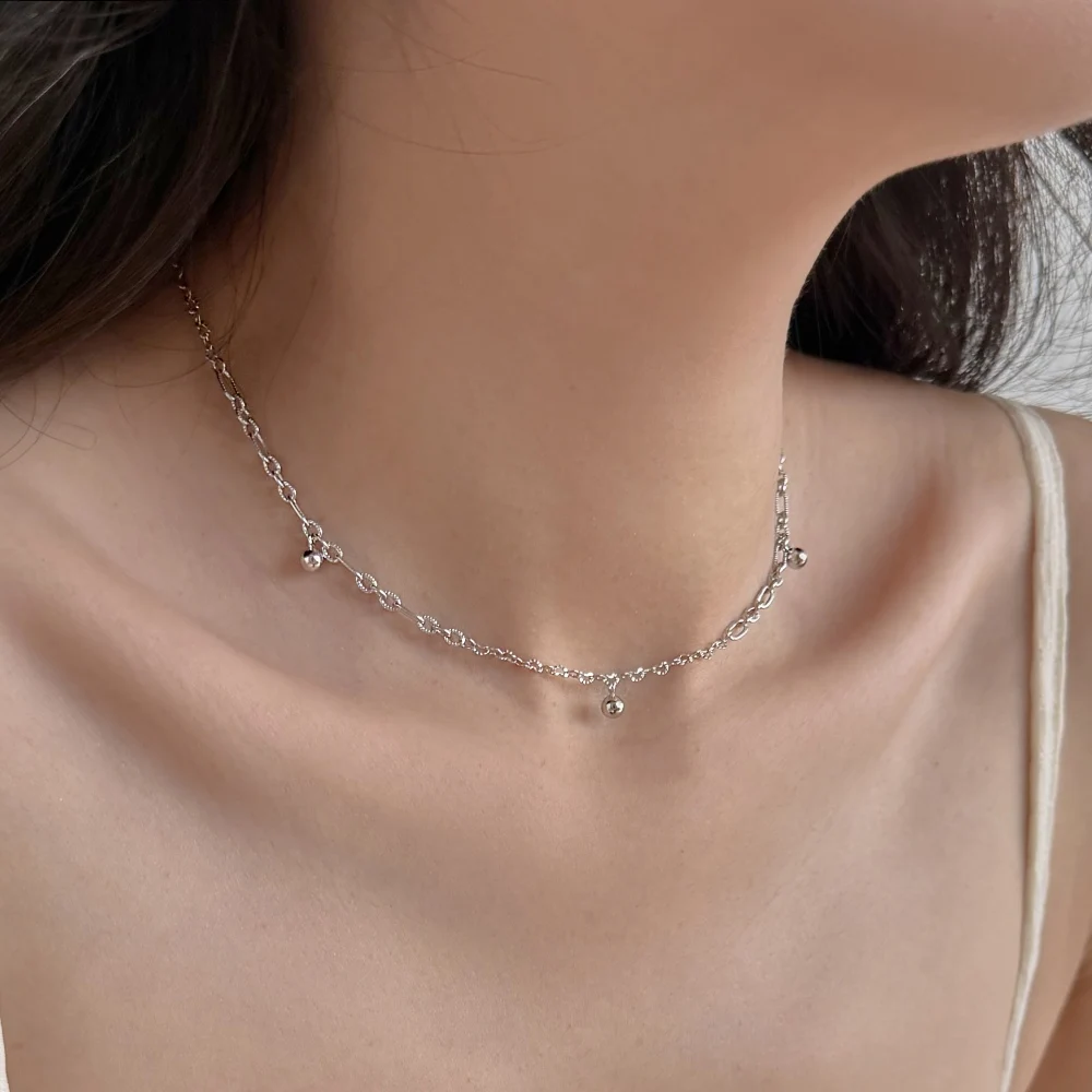 KAKODIY New Simple Design 925 Sterling Silver Rhodium 18K Gold Plated Chain Beads Pendant Necklace detail 3