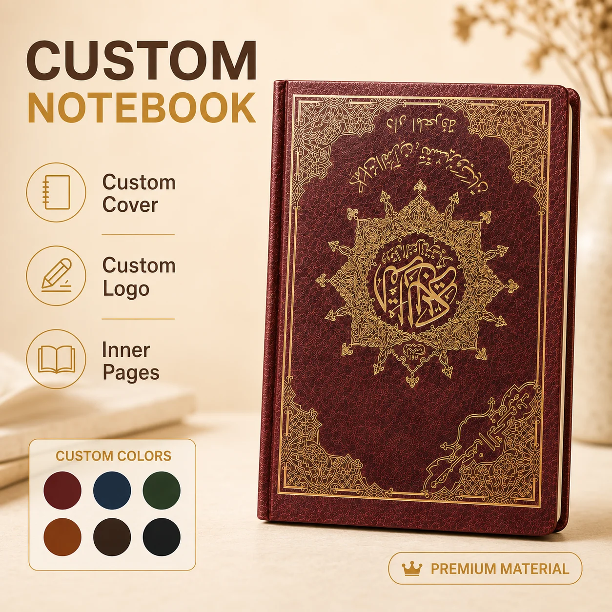 LABON Manufacturer Square Personalize Paper Notebook Large Size Arabic Quran Book