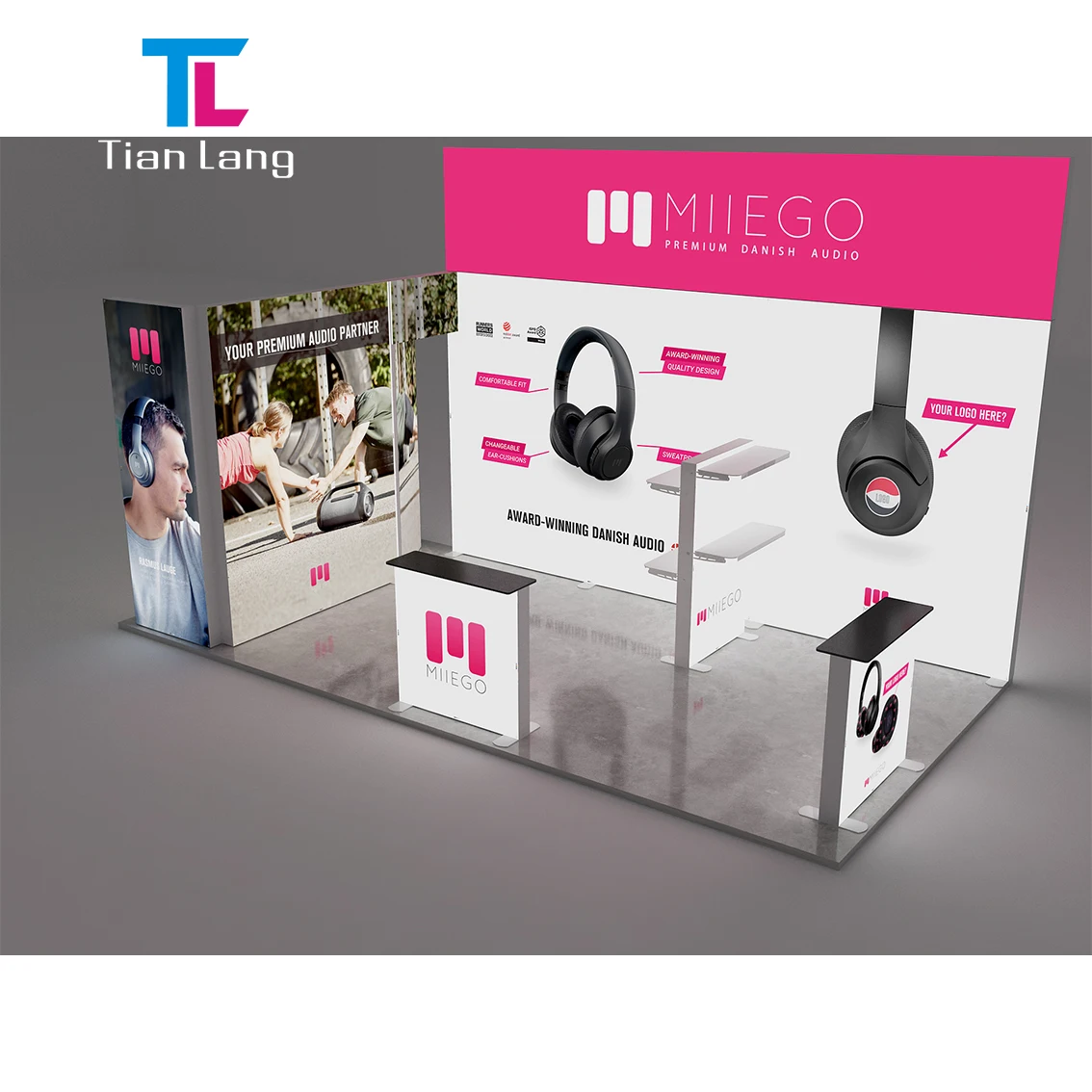 Prilagođeni aluminijumska okvir prijenosan lako za montažu novi dizajn 10x10ft do 10x20ft univerzalno ponovno koristivni modularni izložbeni stojac