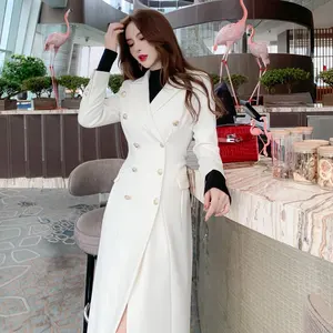 ZYHT 4484 New Spring Winter Casual New White Long Plus Size Windbreaker Jacket Women Trench Coat for Ladies