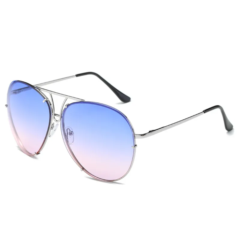 2019  Alloy Frame Gradient Multicolour Len Sunglasses Male Female Oversized Sunglasses