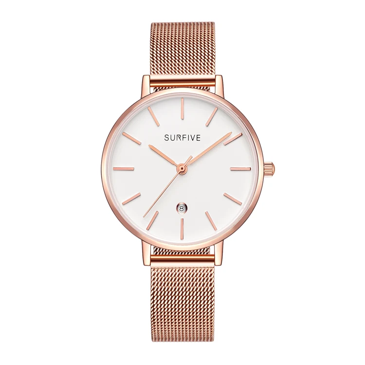 Simple High Quality Ready Meshing Band Ladies Watch Stainless Steel 3atm Japan Movt 3 Hands  Woman Dress Slim Wristwatch
