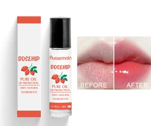 Private Label Rosehip Lip Oil 10 ml Roll on Organic Plumper Hydrating Care Moisturizing Lip Oil