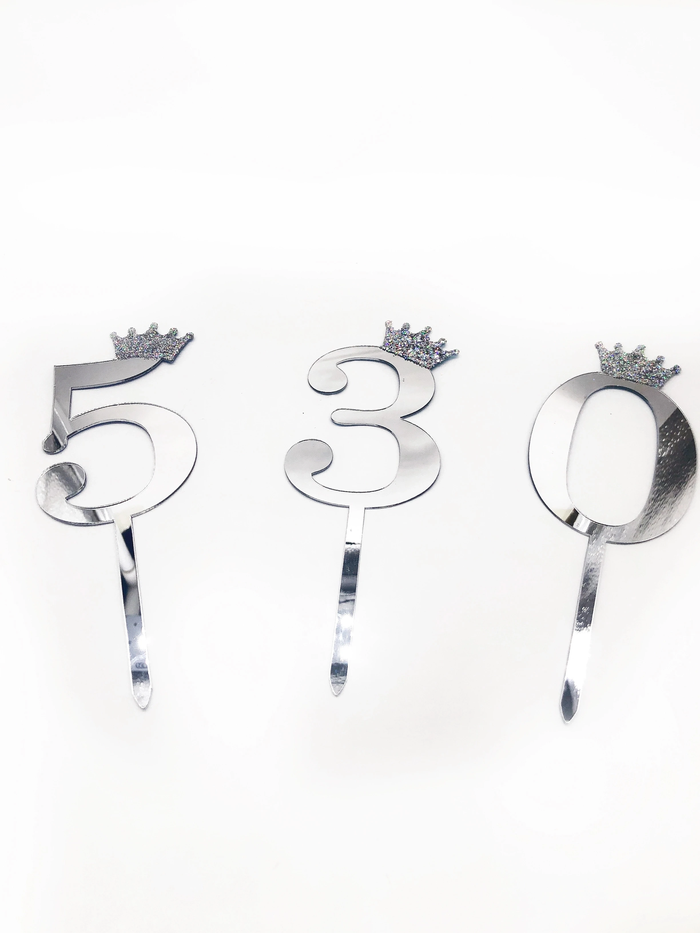 Wholesale Crown Laser Cut Gold Silver Glitter Number Cake Topper Happy ...