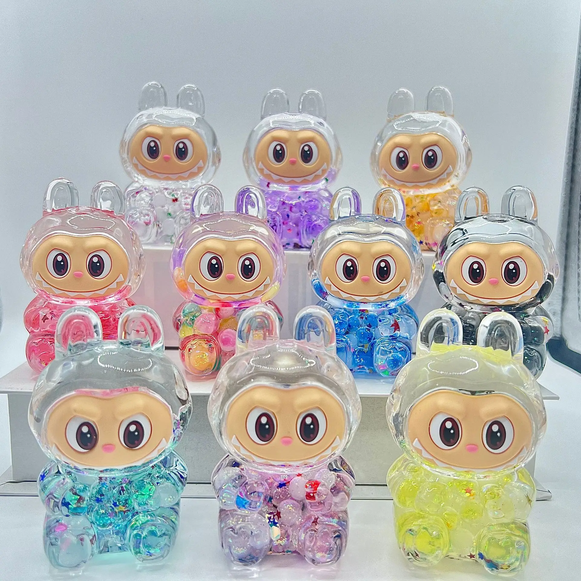 Labubu Beads Large Rabble Creative Into Oil Series Figurine Blind Box Creative Desktop Quicksand Bottle Ornament