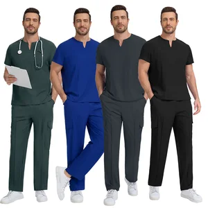 Hot Sale Breathable Unisex Hospital Scrub Sets for Doctors Polyester/Spandex Terry Fabric Jogger Sets