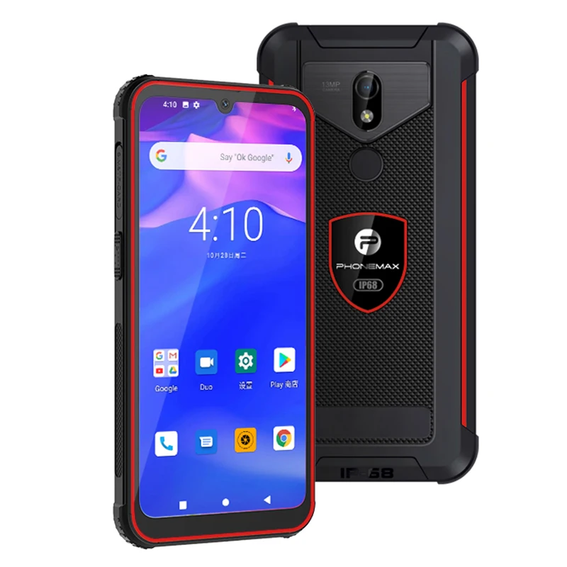 Phonemax M1 Pro 6.08 18:9 Screen 4gb 128gb 13mp+5mp Double Cameras Fingerprint Unlock Ip68 Waterproof Rugged Smartphone