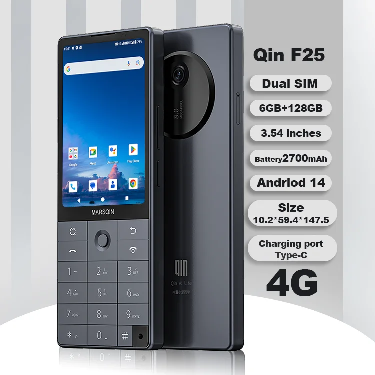 Qin F25 Dual SIM Android 14 Smartphone - 128GB Large Memory, 8MP