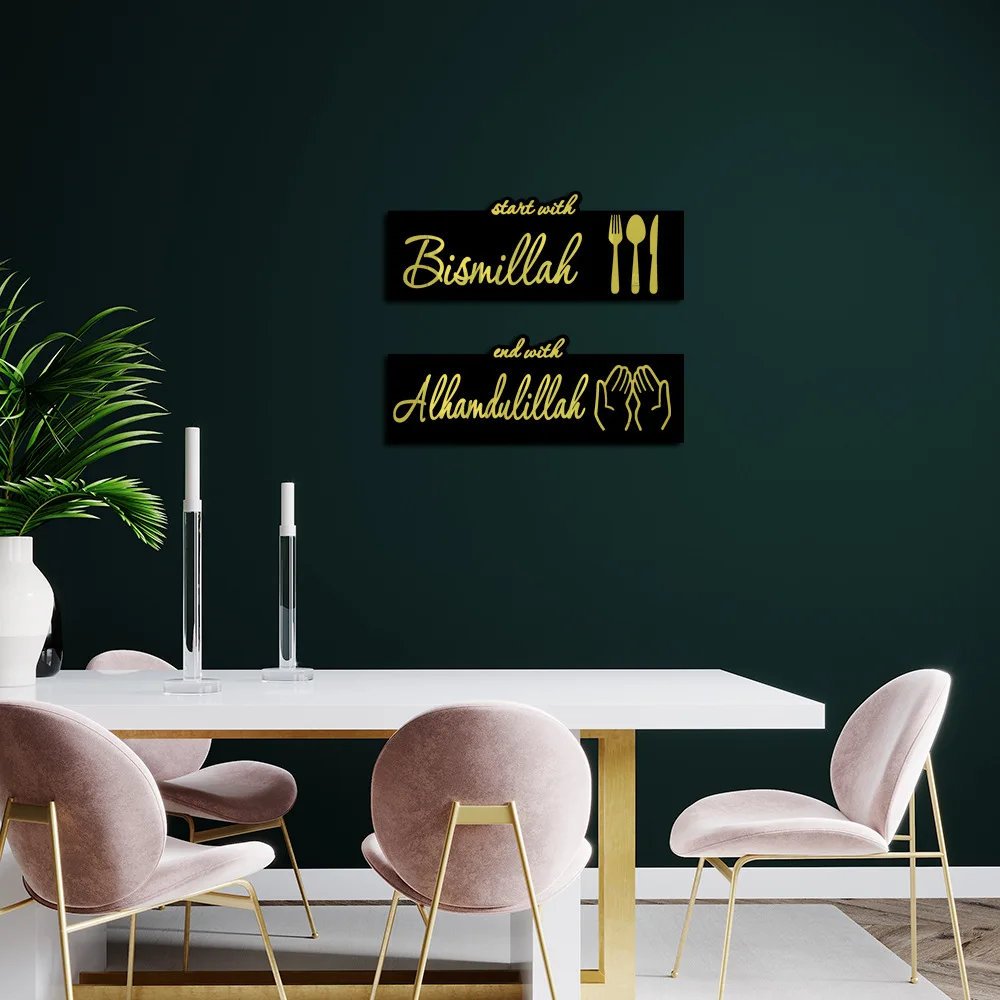 JIEKAI Three-dimensional Letter Knife and Fork Acrylic Mirror Sticker Holiday Home Decoration Self-adhesive Mirror Wall Sticker