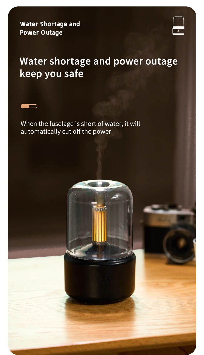 Candlelight Essential Oil Diffuser Portable 120ml Air Humidifier Cool