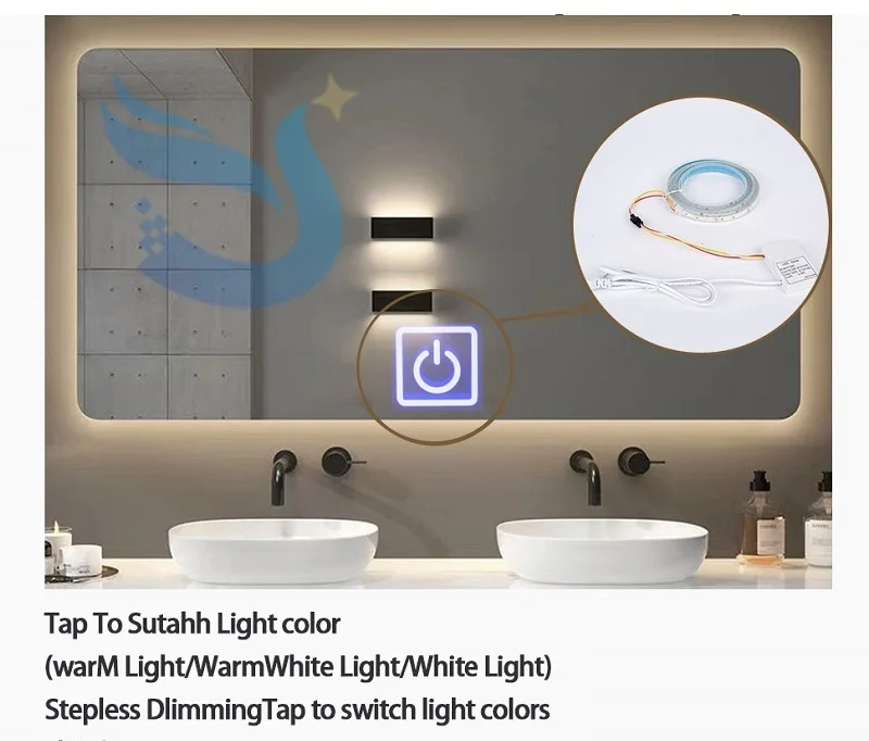 Single Button 220V 1A12W Bathroom Vanity Mirror Dimmer Switch Led Light Mirror Touch Sensor Switch manufacture