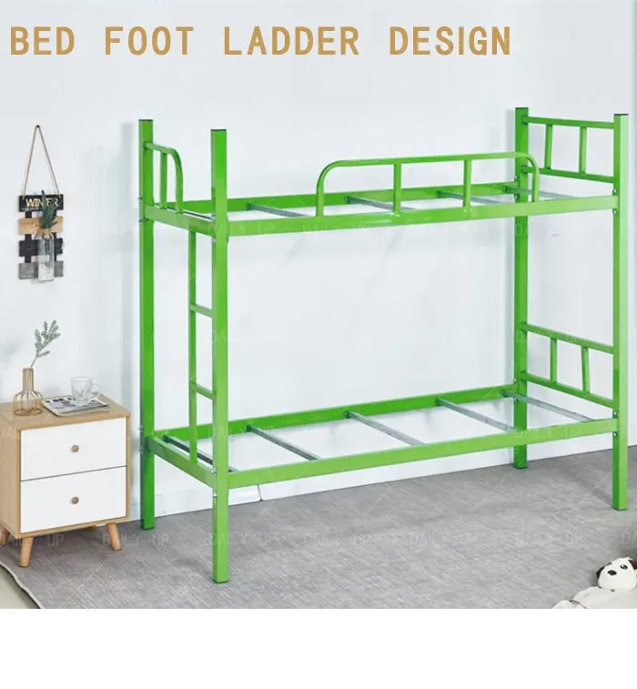 Dormitory Steel Frame Bunk Bed School Student Double Decker Bed With Ladder Stairs Guardrail For Kindergarten Bedroom