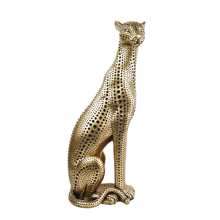 Customized Gold Resin Leopard Sculpture Home Decoration Animal