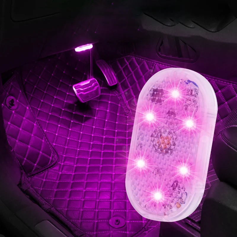 Wireless LED Car Interior Atmosphere Light – Stick-On Ceiling Lamp – 5V USB – Universal Fit