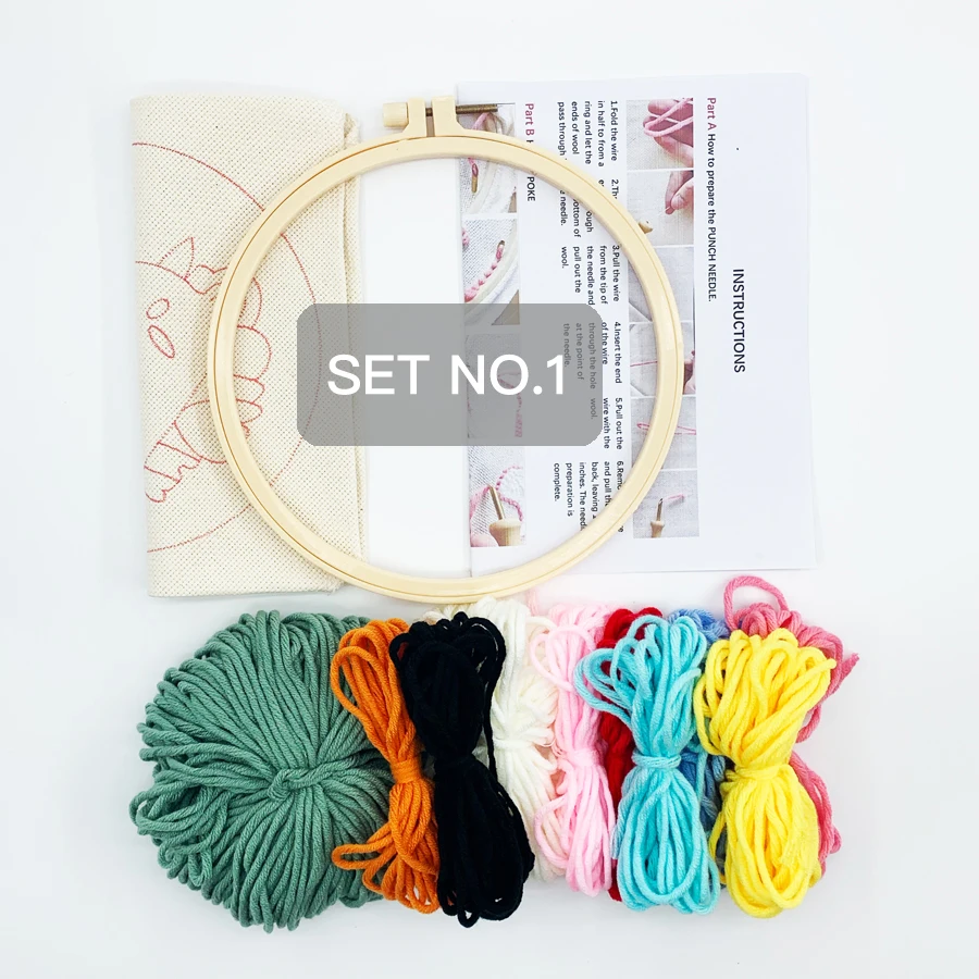 Punch Needle Embroidery Kit with Yarns Easy Embroidery Needlework