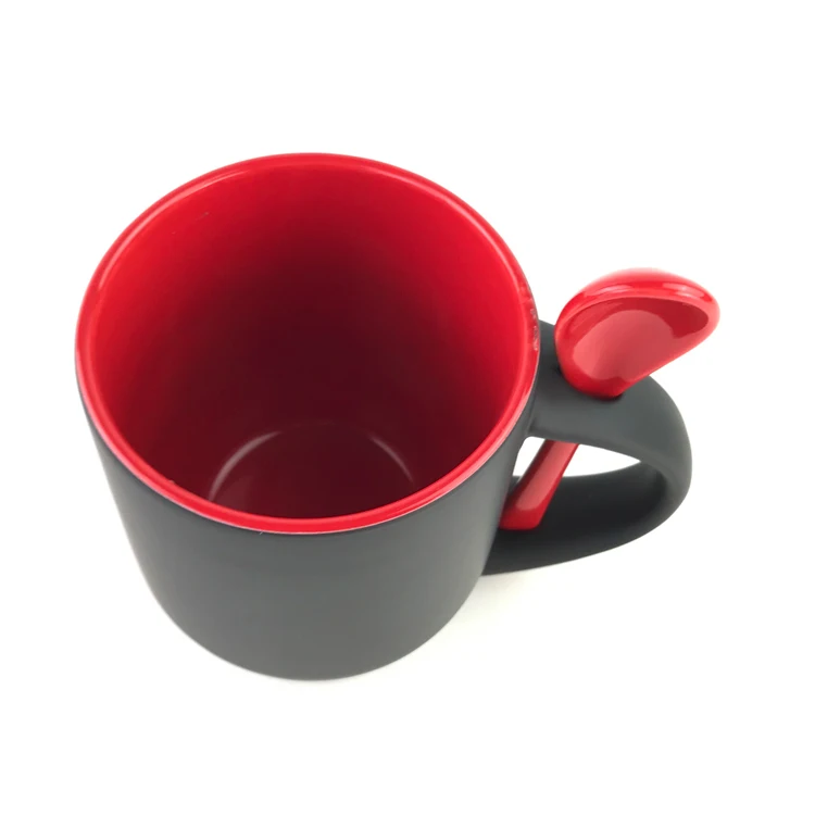 Inner Color 12oz Sublimation Blank Magic Color Changing Coffee Mug With Spoon for Business/Wedding/Gifts/Christmas Use