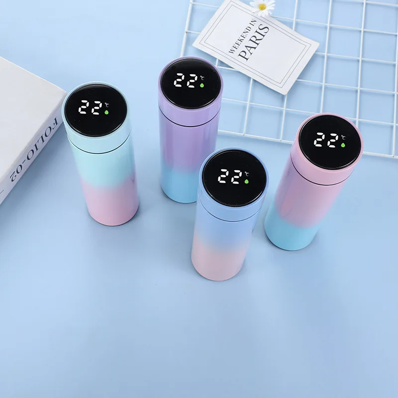 MEDO 500ml Gradient Color Smart Reminder Thermos Flask Led Digital Temperature Display Stainless Steel Cup Water Bottle