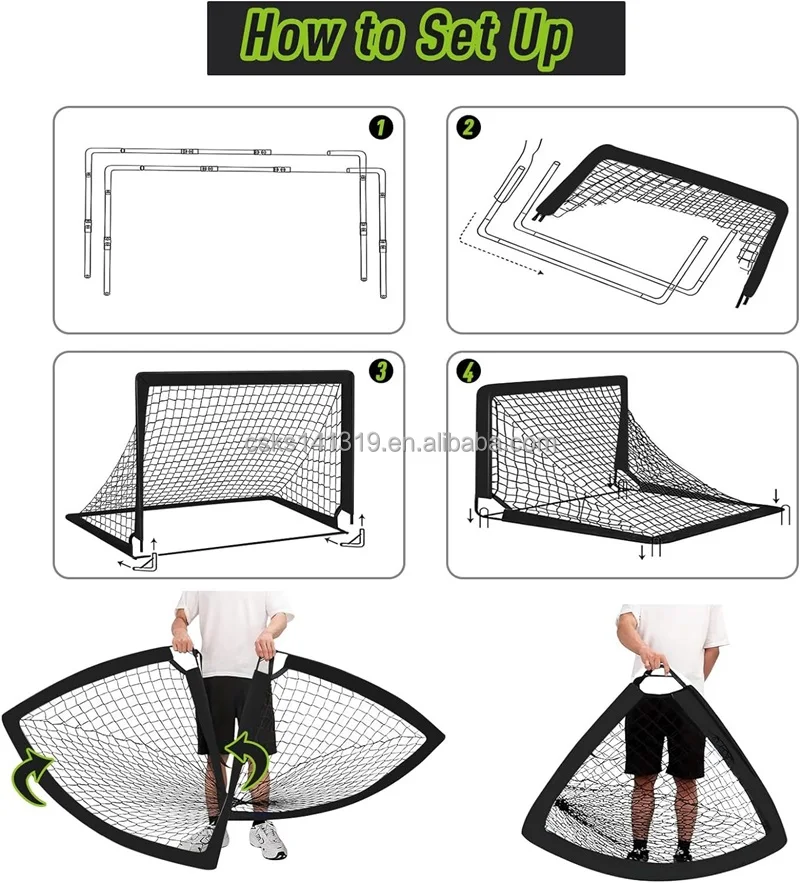 One-stop Solution Soccer Training Equipment Pop Up Goal Portable Training Soccer Goal set Foldable Football Net Goal factory