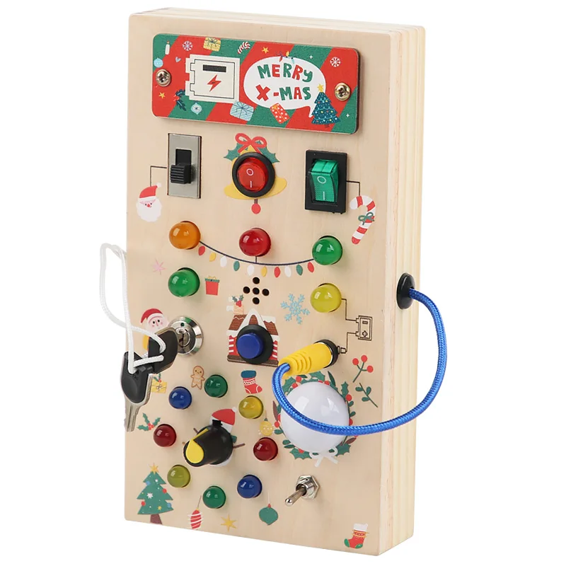 Jouets éducatifs pour enfants, lumière LED électronique, planche sensorielle en bois, jouets montessori pour tout-petits, cadeaux de noël