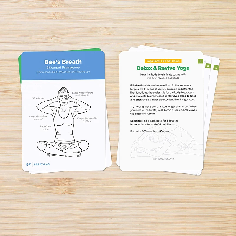 Drop Shipping Professional Exercise Study 52 Yoga Poses Graphic Design Plain Yoga Fitness Game Flash Deck Card for Women and Men
