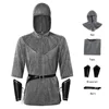 Gray imitation chain-style equestrian outfit complete set (hat, shirt, belt, wrist guards)