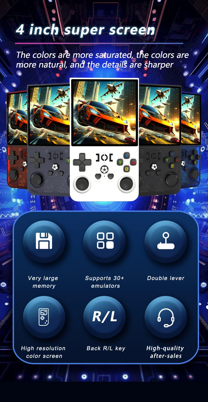 R36max – Console De Jeu Rétro Portable 4 Pouces IPS – RK3326 1,5 GHz – 60+ émulateurs – Batterie 4000 MAh – 128 Go – Enfants Et Adultes