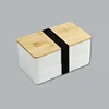 White double bamboo cover lunch box