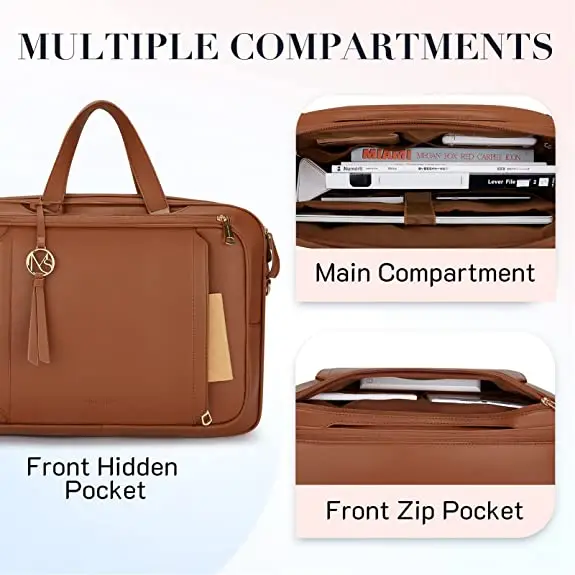 Source New 15.6 inch Computer Bag PU Leather Messenger Bag Women