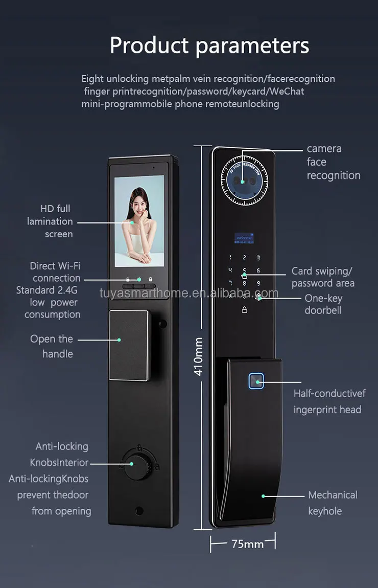 TYSH 3D Face Recognition Smart Door Lock - Secure & Convenient