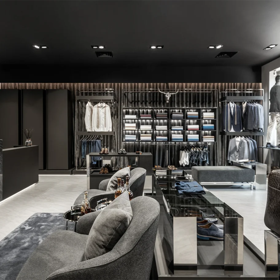 Wholesale Commercial Retail Store Design Metal Men's Clothing Display Racks for Shop Interior Design