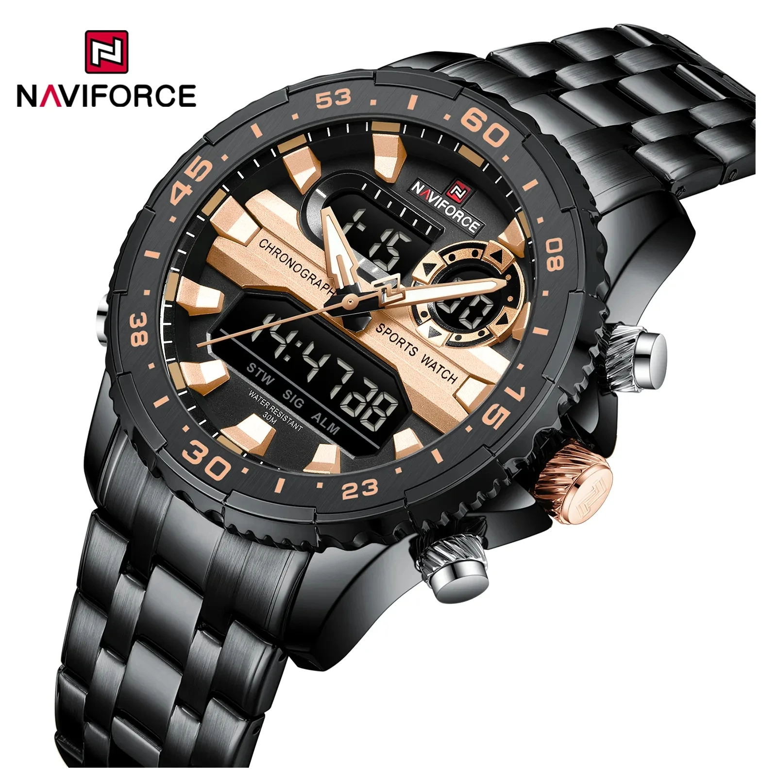 NAVIFORCE Montre-bracelet de luxe pour hommes 9234 Chronographe