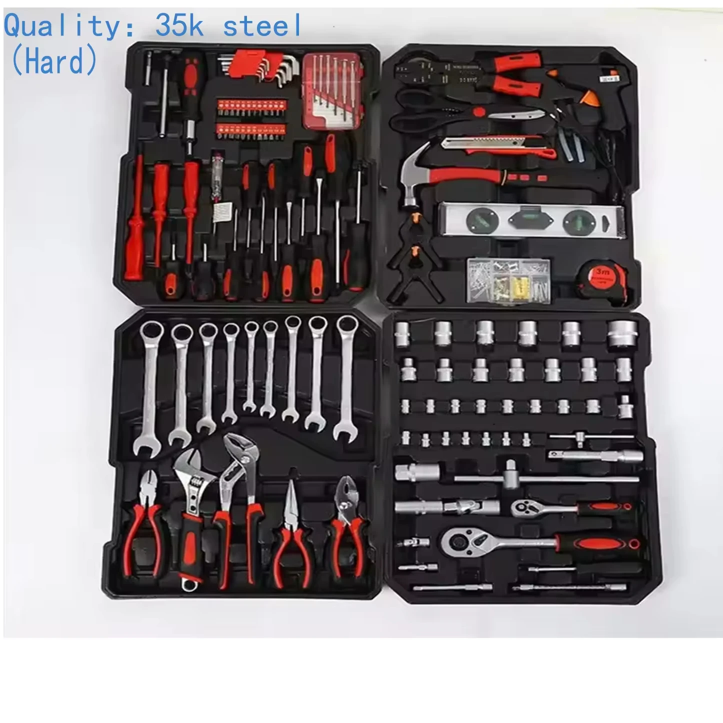187Pcs Auto Tools Set Box Aluminium Case Hand Tool Set with Wrench Sockets Set