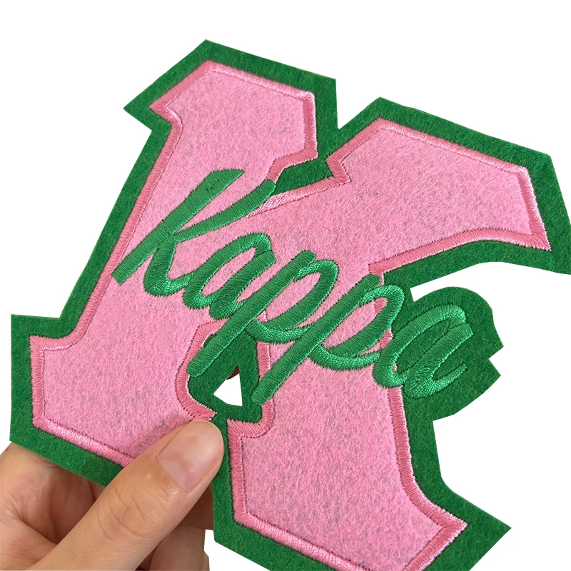 Felt Pink Green AKA Sorority Greek Patches for Hoodies