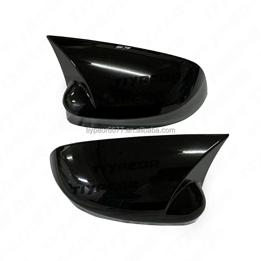 product tiypeor 2pcs glossy black rear view side mirror horns cover trim for ford focus 2012   2018   exterior accessories body kits-6