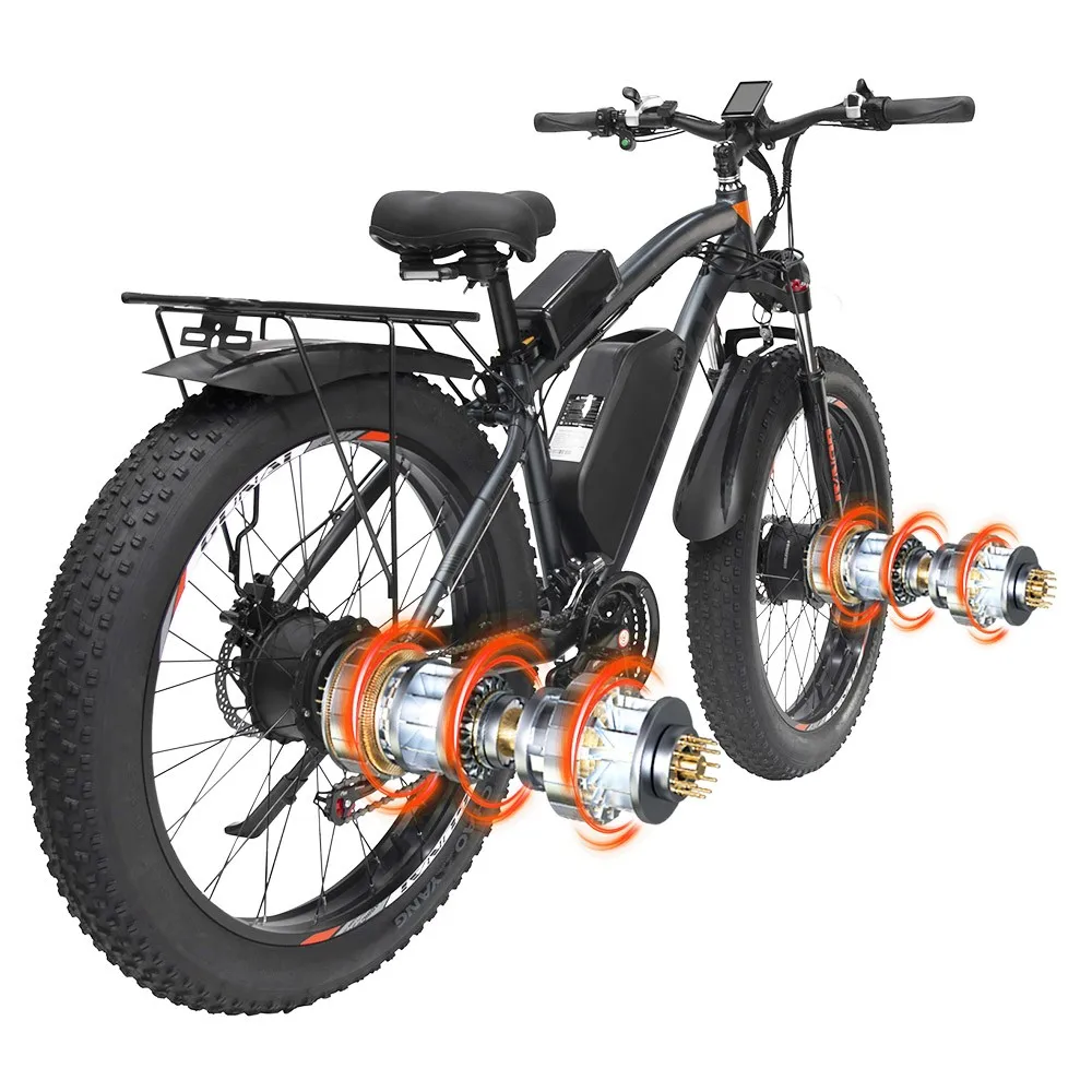 E Bike 2000W Dual Motor EU Fat Bike Elektro 2000W Mountainbike EU Gunai GN88 Adult Ebike Fahrrad MTB 26 X4.0 Reifen 1000W * 2