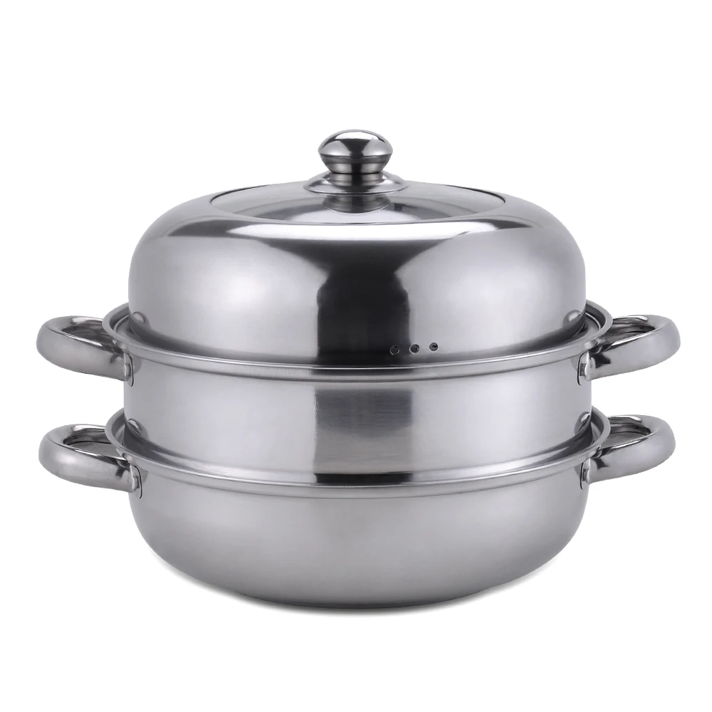 Multi Function Double Layered Custom Kitchen Oil Gas Steam Food Dimsum Bun Cake Fish Stainless Steamer Pot