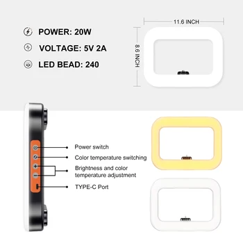 20w Selfie Portable Phone Rechargeable Ring Light Phone Adjustable Fill for Live Stream Battery Selft Light  YM 200 detail image