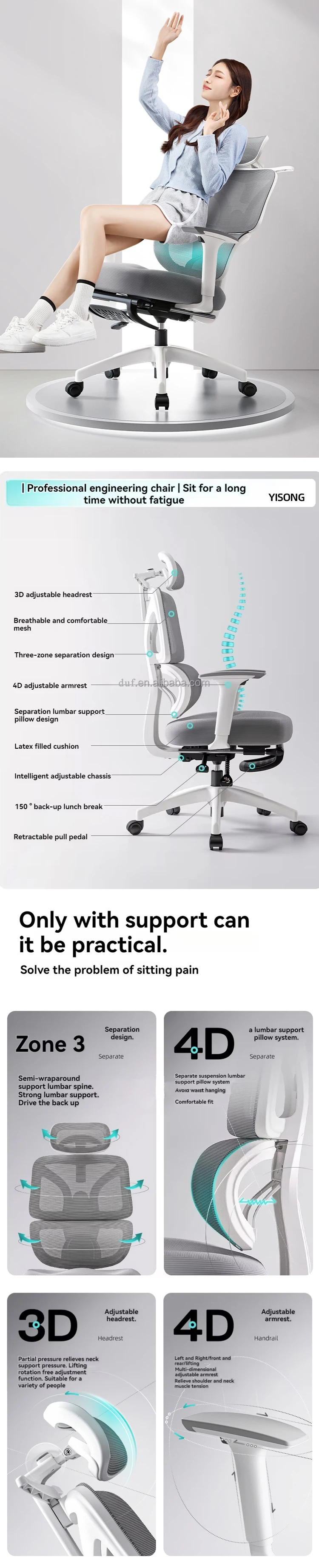 office chair with adjustable lumbar support and headrest ergonomic office chair