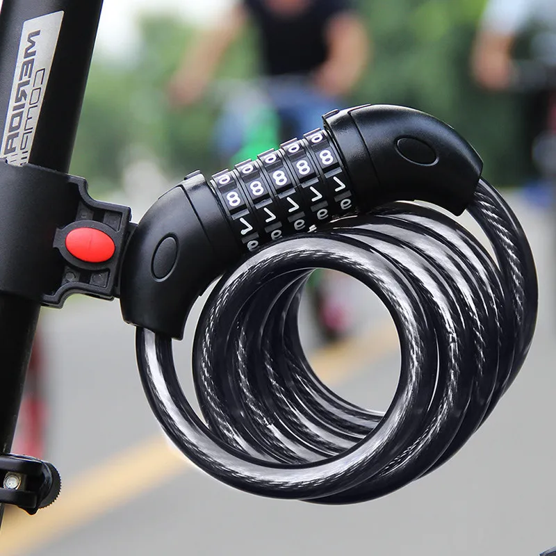 JNUYISW Candado de Bicicleta azul 120cm//12mm Cadena Bici Combinacion 5 Dígitos Cable de Acero de Alto Nivel de Seguridad para MTB Patinete Eléctrico Bicis Carretilla Puertas