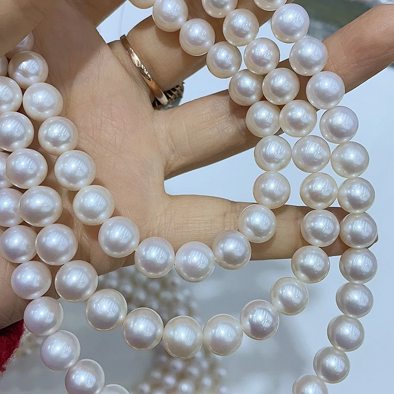 Zhuji China Natural 8mm Round Pearl Strand Length Factory Price 5A Fresh Water Pearl Strand for Women Necklace
