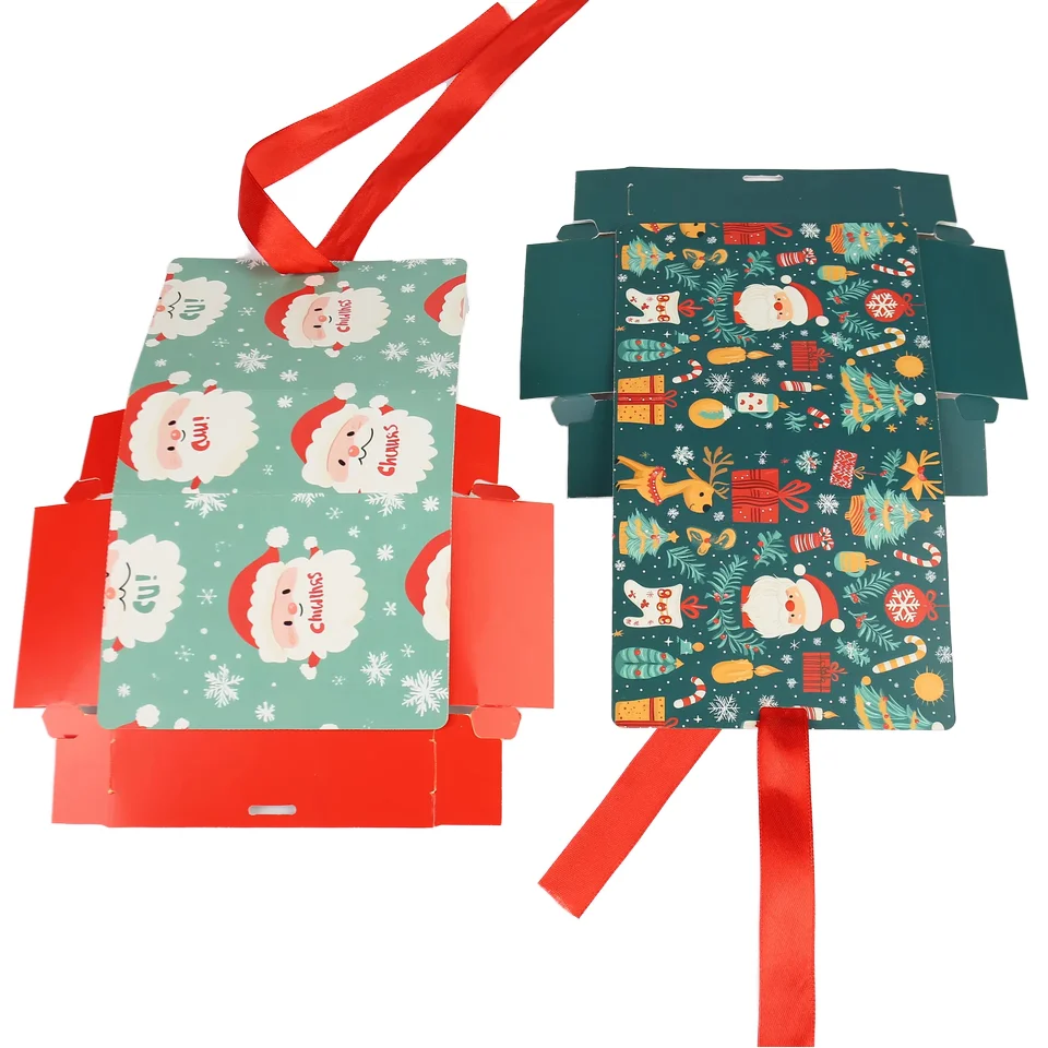 Custom White Card Paper Rigid Boxes Matt Lamination Free Size Soft Christmas Gift Boxes Ribbon Bow Perfume UV Coating Embossing