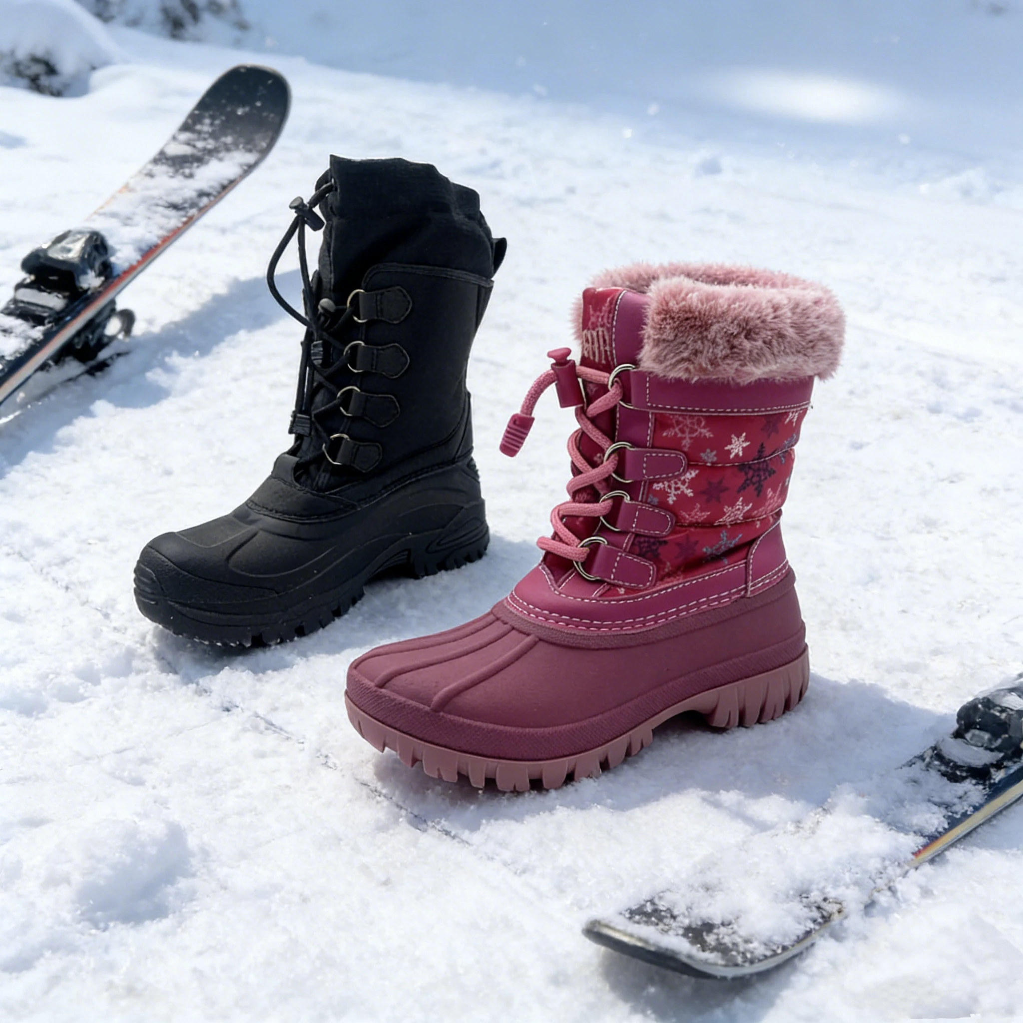 HY,New Products Cross-country Skiing Heat-trapping Design Duck Boots Full-Waterproof Sock Kids/adult Winter Ski Boots HSK002